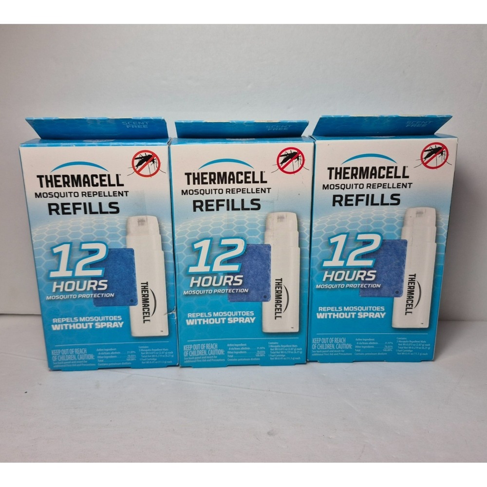 Thermacell Mosquito Repellent 12hrs Refill Packs 3 Mats 1 Cartridge / Lot of 3